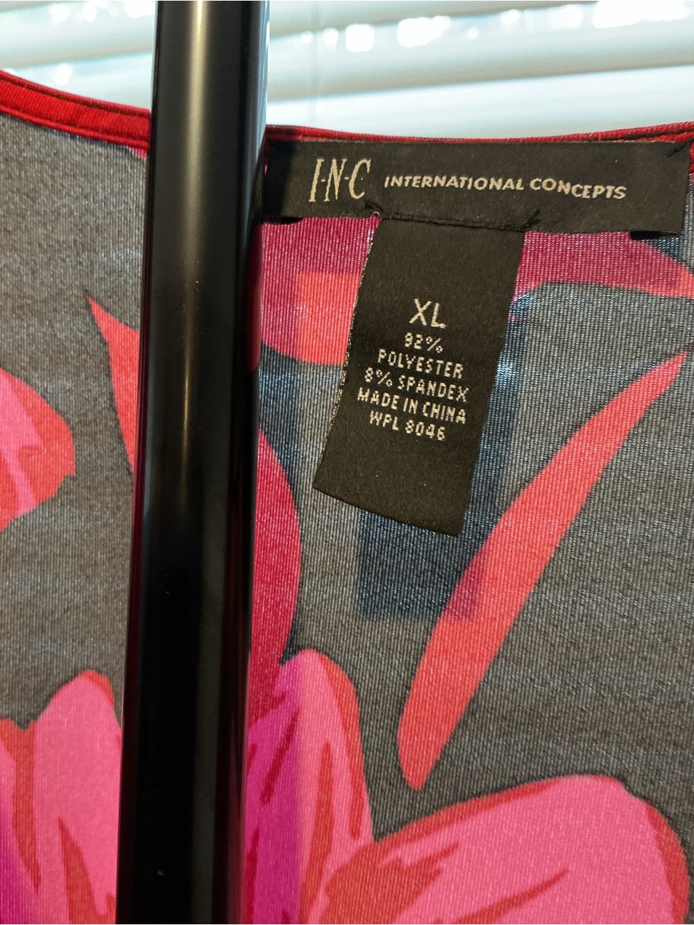 INC International Concepts Faux Wrap Dress with Red & Pink Floral Pattern - Picture 4 of 4